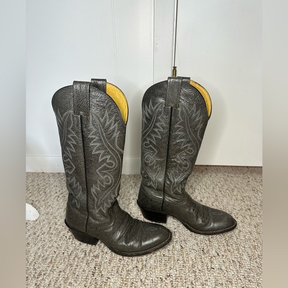 Vintage Nocona Gray Leather Cowgirl Boots size 5 B - Picture 1 of 8